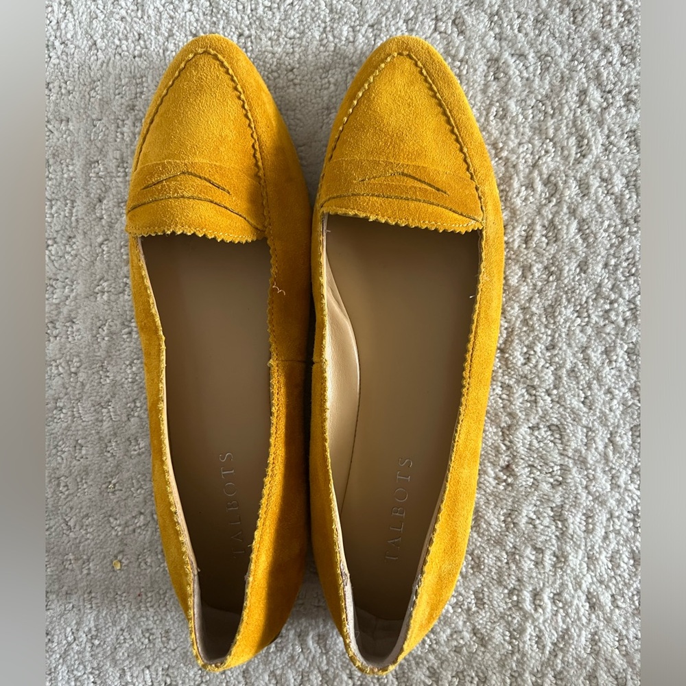 Talbots Suede Penny Loafers in Mustard